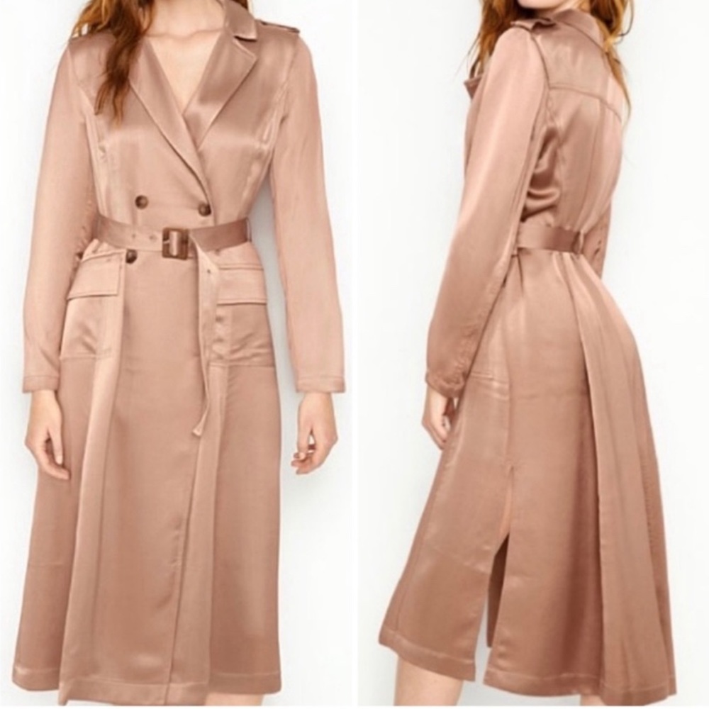Victoria’s Secret trench coat satin luxury silk coat with belt NWT blush coat